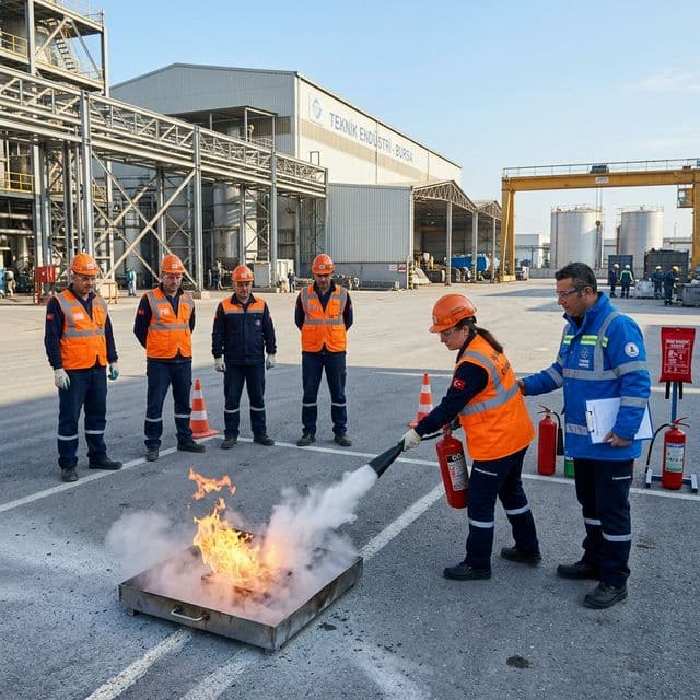 Tire et entegre ambalajlama ve soğutma tesisleri personel tüp söndürme pratiği