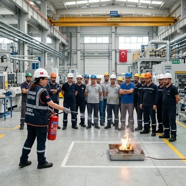 Kiraz sanayi sitesi traktör tamir atölyesi iş güvenliği tatbikat ve tüp eğitimi
